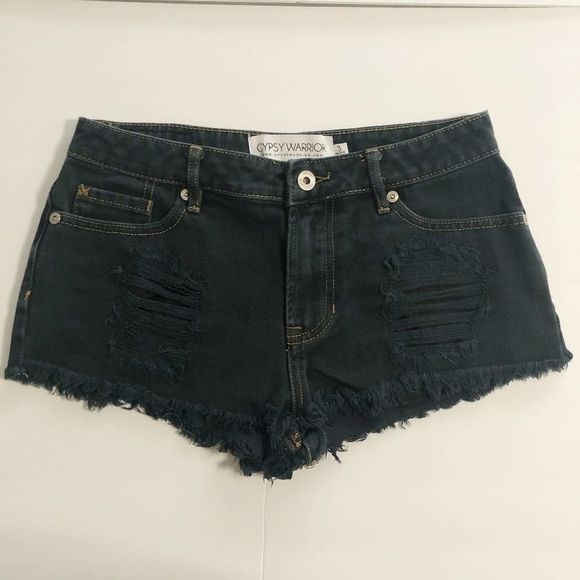 Gypsy Warrior Distressed Denim Shorts - Picture 1 of 6